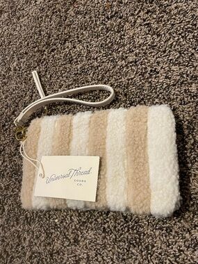 Universal Thread Cream and Tan Striped Wristlet